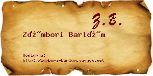 Zámbori Barlám névjegykártya